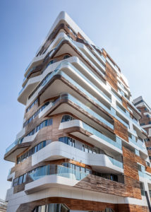 Modern architecture, house facade in Milan Modern architecture, house facade in Milan
